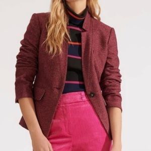 Veronica Beard Farley Dickey Wool Blazer Jacket Berry size 6